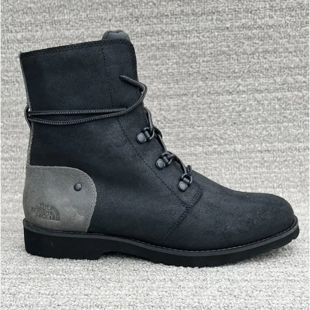 The North Face Ballard Lace II Winter Black Leather Boots Women's Size 8 US